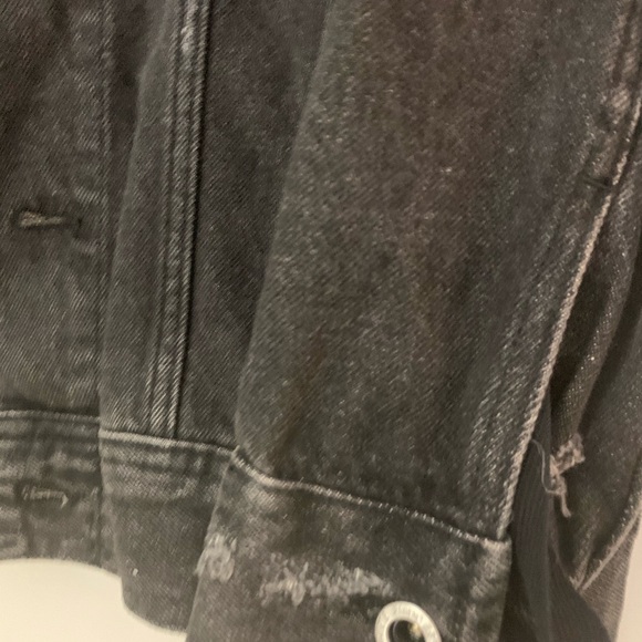 Zara Black Distressed Eyelet Lace-Up Denim Jacket - Picture 5 of 16